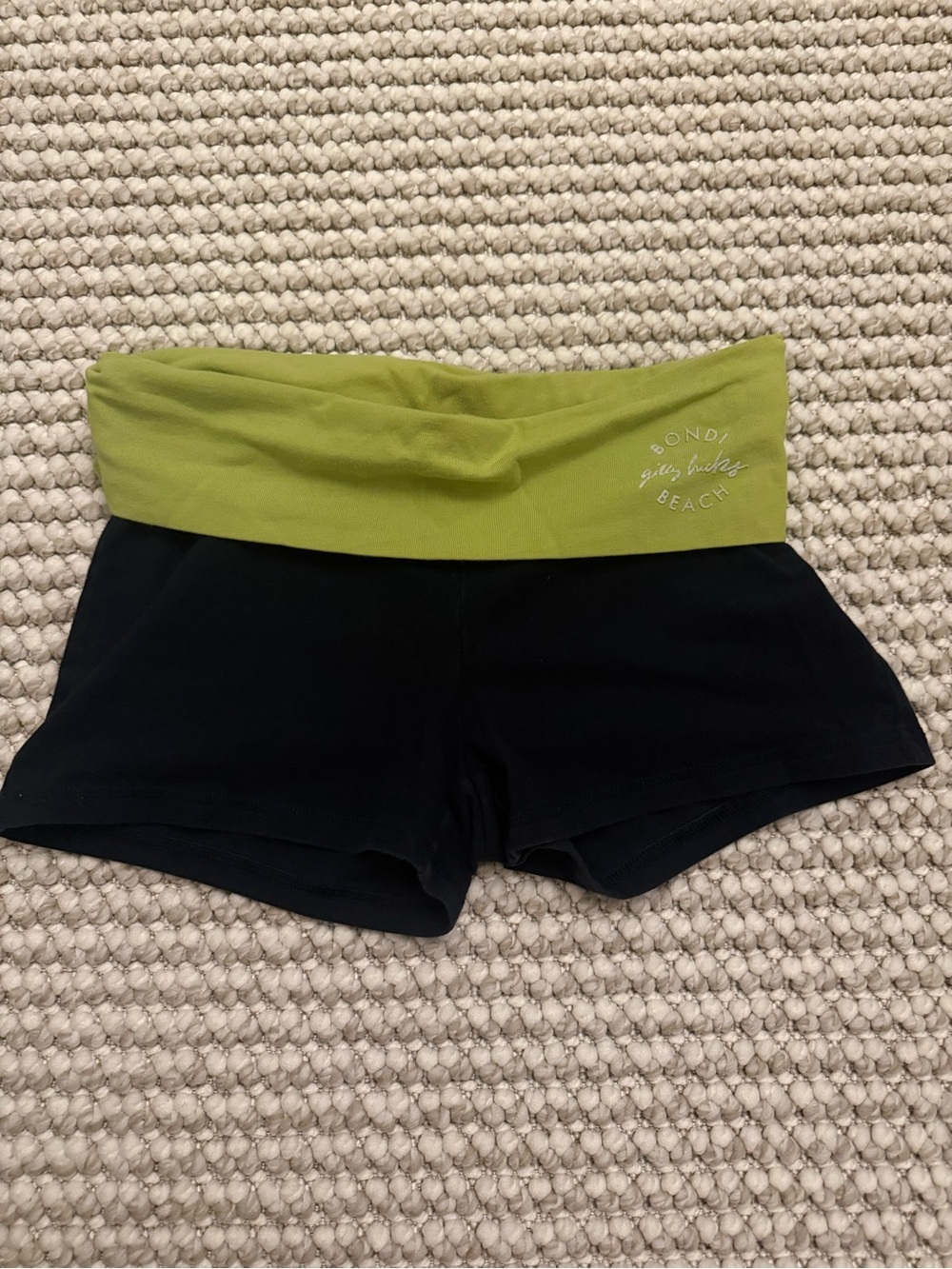 Gilly Hicks Black Bike Shorts with Lime Green Waistband